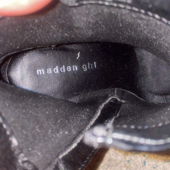 New Madden Girl While Black Patent Square Toe Boots Booties 9 - Picture 6 of 7